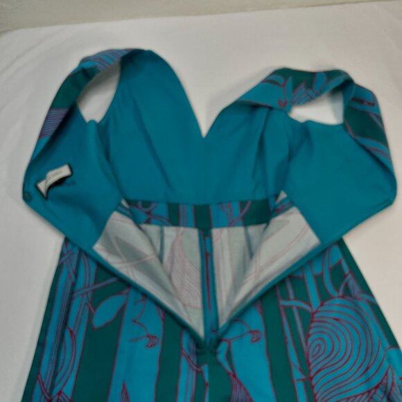 ALEXIS Cerelia Abstract Floral Jumpsuit Blue Green Wide Leg Cropped Sleeveless S - Picture 13 of 13